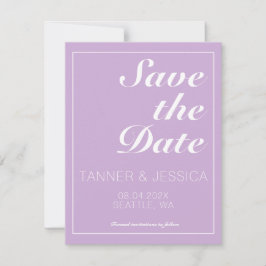 Modernes Minimalistisches Soft Lila & Weiß Save The Date