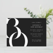 Modernes Minimalistisches Solid Black 30. Geburtst Einladung (Stehend Vorderseite)