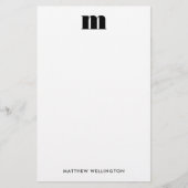 Modernes Minimalistisches Solides Schwarzes Monogr Briefpapier (Vorderseite)