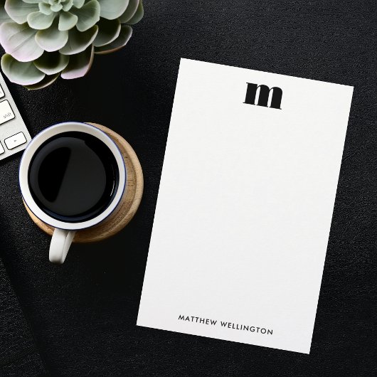 Modernes Minimalistisches Solides Schwarzes Monogr Briefpapier