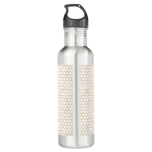 Modernes Minimalistisches Sonnenblumen-Skript Edelstahlflasche (Rückseite)