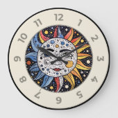 Modernes Minimalistisches Sonnenmongramm Große Wanduhr (Vorderseite)