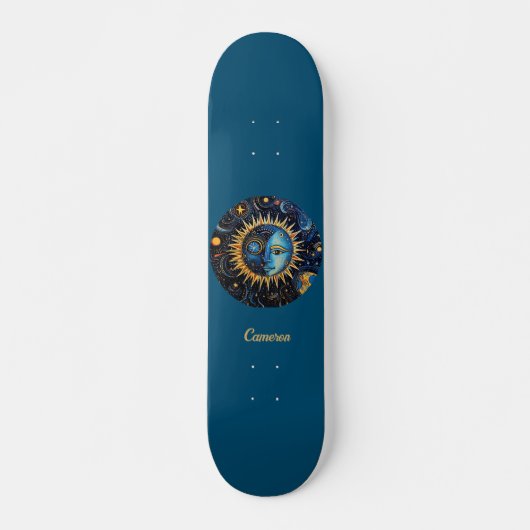 Modernes Minimalistisches Sonnenmongramm Skateboard (Vorne)