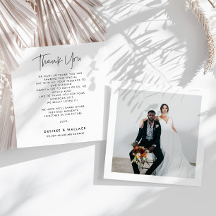 Modernes Minimalistisches Square Wedding Foto Dankeskarte