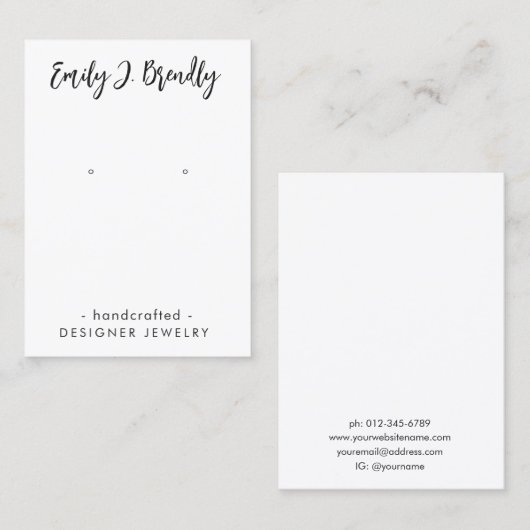 Modernes Minimalistisches, stilvolles Schmuckkolle Visitenkarte (Vorne/Hinten)