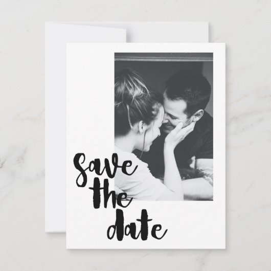 Modernes Minimalistisches, stilvolles Schwarz-Weiß Save The Date (Vorderseite)