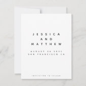 Modernes Minimalistisches, stilvolles Schwarz-Weiß Save The Date (Rückseite)