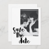Modernes Minimalistisches, stilvolles Schwarz-Weiß Save The Date (Vorne/Hinten)