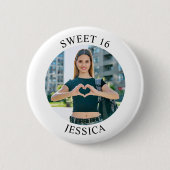 Modernes Minimalistisches Sweet 16 Birthday Circle Button (Vorderseite)
