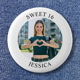Modernes Minimalistisches Sweet 16 Birthday Circle Button