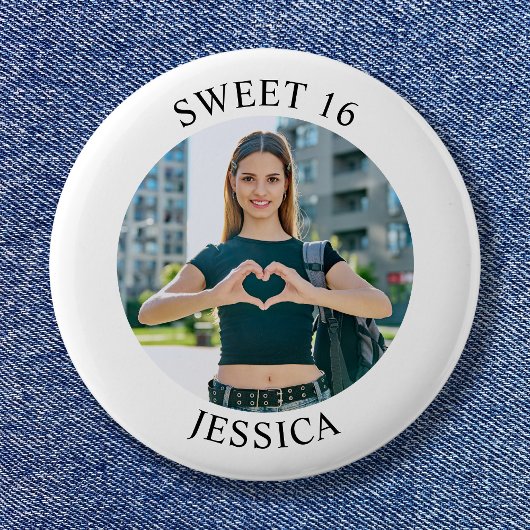 Modernes Minimalistisches Sweet 16 Birthday Circle Button