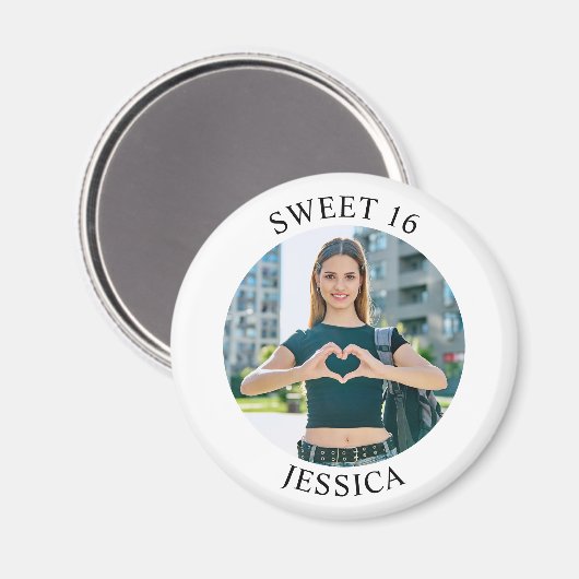 Modernes Minimalistisches Sweet 16 Birthday Circle Magnet (Vorderseite/Rückseite)