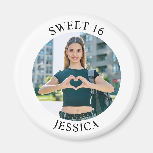 Modernes Minimalistisches Sweet 16 Birthday Circle Magnet (Vorne)