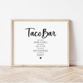 Modernes Minimalistisches Taco Bar Fiesta Zeichen Poster