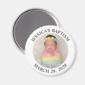 Modernes Minimalistisches Taufkreislauf-Foto Magnet (Vorderseite/Rückseite)