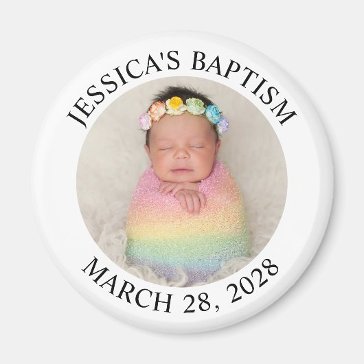 Modernes Minimalistisches Taufkreislauf-Foto Magnet (Vorne)