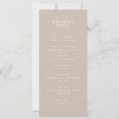 Modernes Minimalistisches Taupe Beige Chic Wedding (Rückseite)