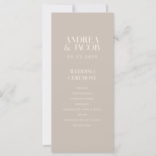 Modernes Minimalistisches Taupe Beige Chic Wedding (Vorderseite)