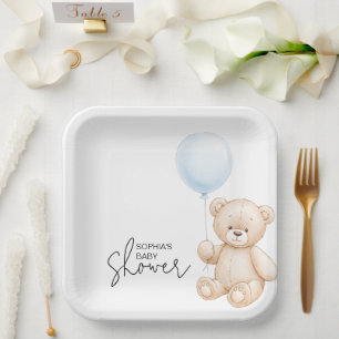 Modernes Minimalistisches Teddy Bear Baby Dusche P Pappteller