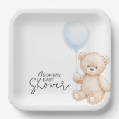 Modernes Minimalistisches Teddy Bear Baby Dusche P Pappteller (Vorderseite)