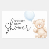 Modernes Minimalistisches Teddy Bear Baby Dusche P Rechteckiger Aufkleber (Vorderseite)