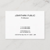 Modernes Minimalistisches Template Beruflich Luxus Visitenkarte (Rückseite)