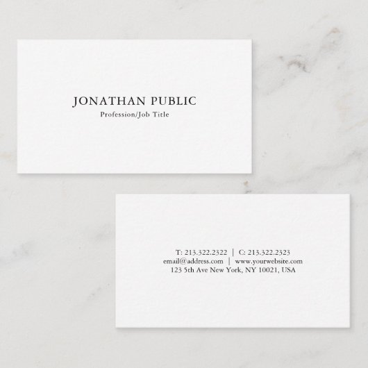 Modernes Minimalistisches Template Beruflich Visitenkarte (Vorne/Hinten)