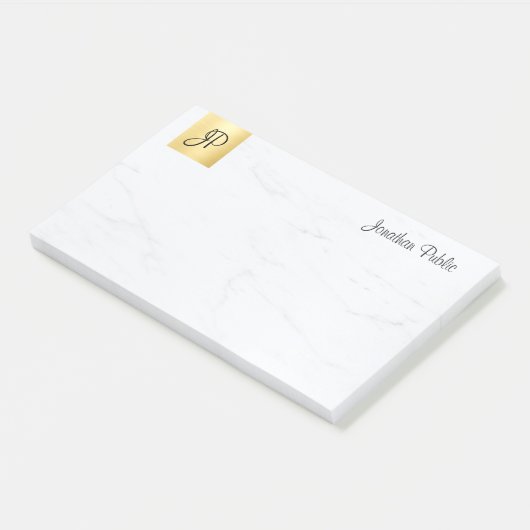 Modernes Minimalistisches Template Gold und Marmor Post-it Klebezettel (angewinkelt)