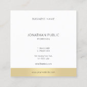 Modernes Minimalistisches Template Gold Weiß elega Quadratische Visitenkarte (Rückseite)