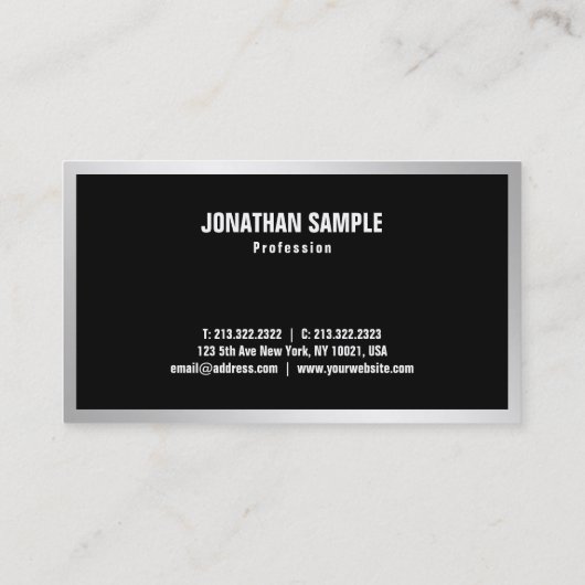 Modernes Minimalistisches Template Silver Elegant Visitenkarte (Rückseite)