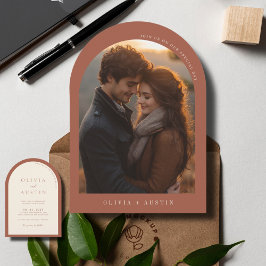 Modernes Minimalistisches Terracotta Arch Foto Hoc Einladung