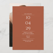 Modernes Minimalistisches Terracotta Wedding Foto Save The Date (Vorne/Hinten)