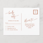 Modernes Minimalistisches Terracotta White Wedding Postkarte (Rückseite)