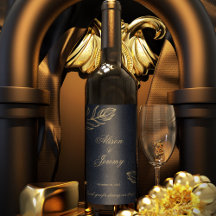 Modernes Minimalistisches Tief Blau & Gold Botanis