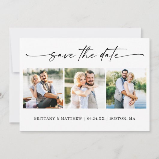 Modernes Minimalistisches Tintenpatronenskript 3 F Save The Date (Vorderseite)