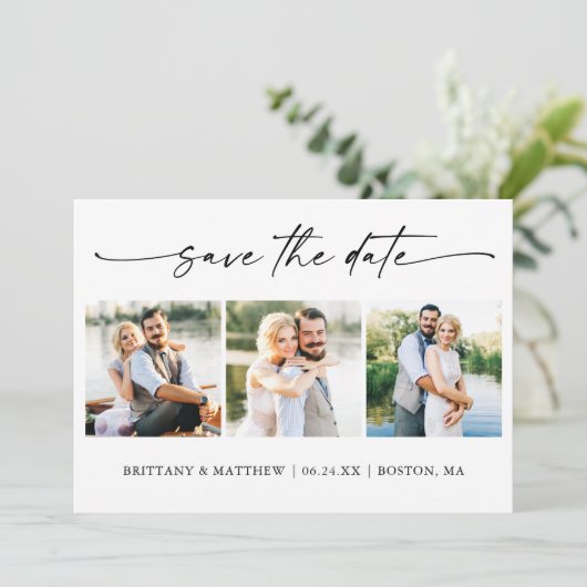 Modernes Minimalistisches Tintenpatronenskript 3 F Save The Date (Stehend Vorderseite)