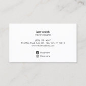 Modernes, minimalistisches, transparentes Cobalt B Visitenkarte (Rückseite)