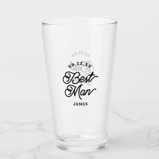 Modernes Minimalistisches Trauzeuge Bierglas Glas (Rückseite)