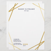 Modernes Minimalistisches Trendy Goldgeometrischer Briefbogen (Vorne/Hinten)