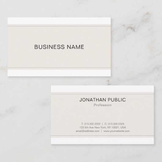 Modernes, Minimalistisches Trendy Schlicht Visitenkarte (Vorne/Hinten)