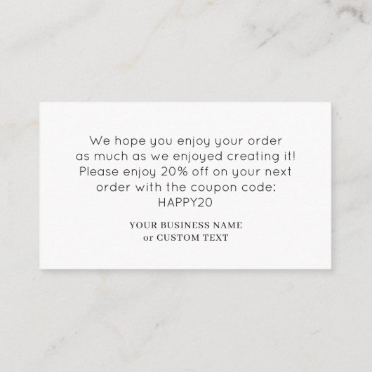 Modernes Minimalistisches Tumbler Cup-Geschäft Vie Begleitkarte (Rückseite)