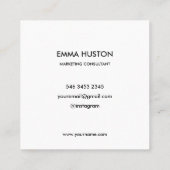 Modernes Minimalistisches Typografie-Foto Quadratische Visitenkarte (Rückseite)