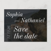 Modernes Minimalistisches Typografie-Foto Save the Postkarte (Vorderseite)