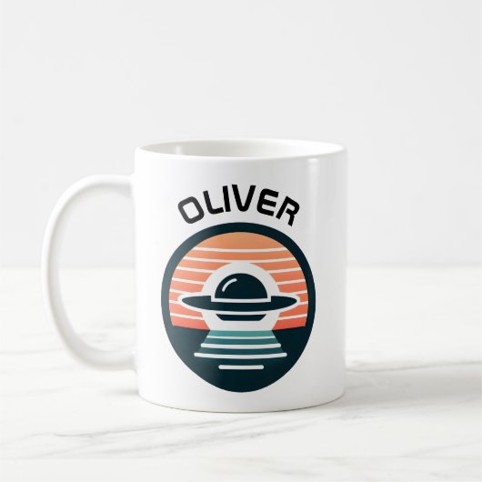 Modernes Minimalistisches UFO bei Sunset Kaffeetasse (Links)