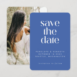 Modernes Minimalistisches Ultramarine Blue Einfach Save The Date