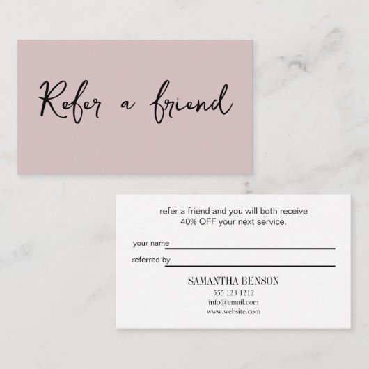 Modernes, Minimalistisches und einfaches Elegant Empfehlungskarte (Vorne/Hinten)