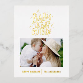 Modernes, minimalistisches und elegantes Foto Folien Feiertagspostkarte