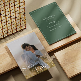 Modernes Minimalistisches und elegantes waldgrünes Save The Date