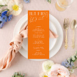 Modernes, minimalistisches und lebendiges Orange W Menükarte<br><div class="desc">Konzipiert für die "Bright" Wedding Invitation Collection. Klicken Sie auf "Details", um Details zu ändern. Um den Text zu verschieben oder die Größe, den Schriftart oder die Farbe zu ändern, klicken Sie auf "Bearbeiten mit dem Entwurfstool". Sehen Sie sich den Sammellink auf dieser Seite an, um alle passenden Elemente in...</div>