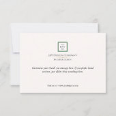 Modernes Minimalistisches Unternehmen für grüne Gr Dankeskarte (Rückseite)